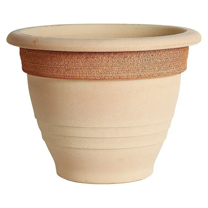 Tegla za cvijeće Campana Graffiata - Maks. vanjski promjer: 32 cm, prirodni materijali, Bež boje - Pogled sprijeda