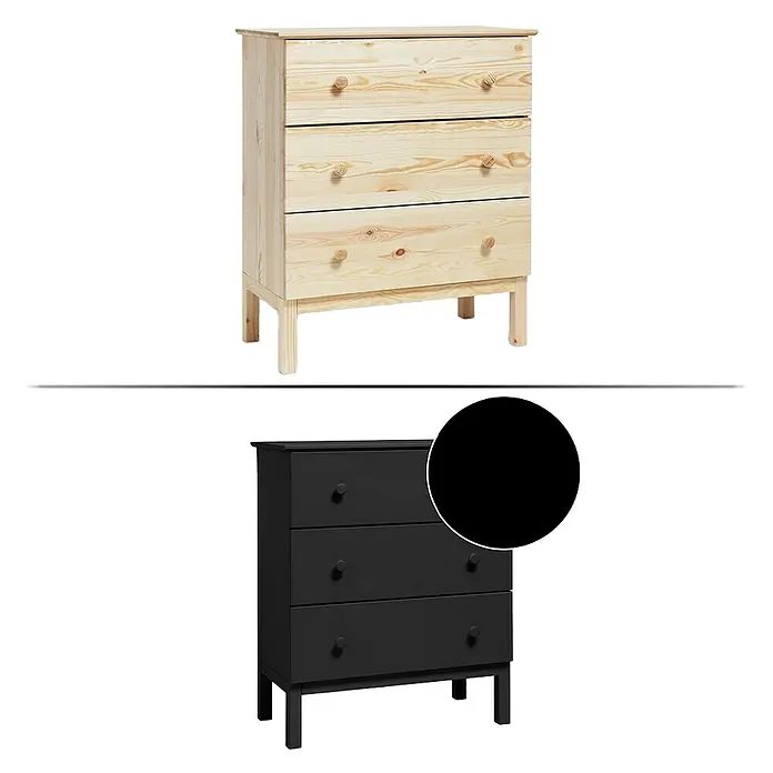 SCHÖNER WOHNEN-Farbe Pep up Renovierfarbe für Möbel, Türen & Küchenfronten - Schwarz, 1 l, Seidenmatt - Diagonale Ansicht