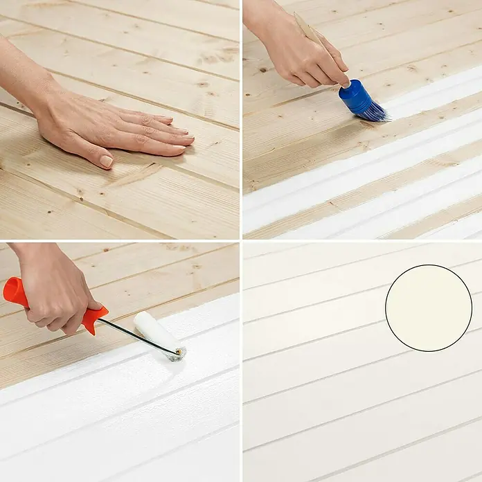 SCHÖNER WOHNEN-Farbe Pep up Renovierfarbe für Holzböden & -Treppen - Antikweiß, 1 l, Seidenmatt - Anwendungsbeispiel