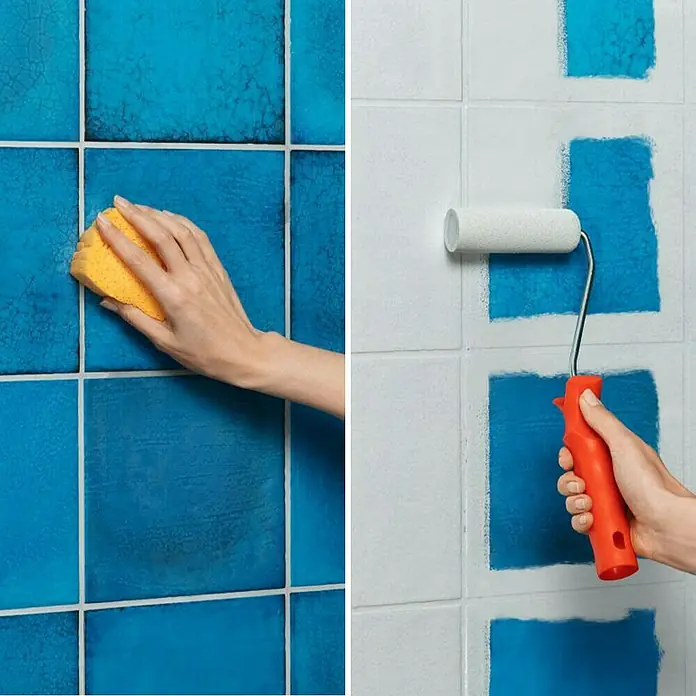 SCHÖNER WOHNEN-Farbe Pep up Renovierfarbe Fliesen - Hellgrau, 1 l, Glänzend - Anwendungsbeispiel