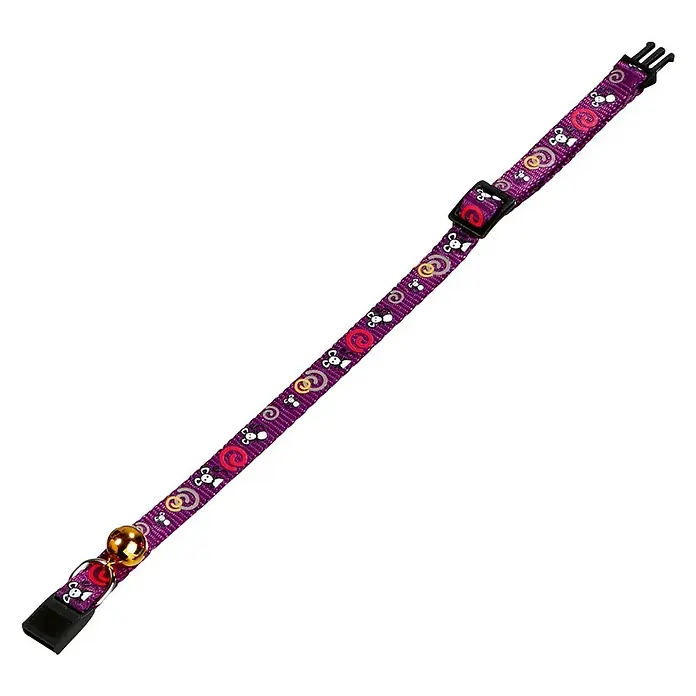 Karlie Collar de gato Art Sportiv Ratones - 30 cm x 10 mm, Nylon, Lila - Vista angular