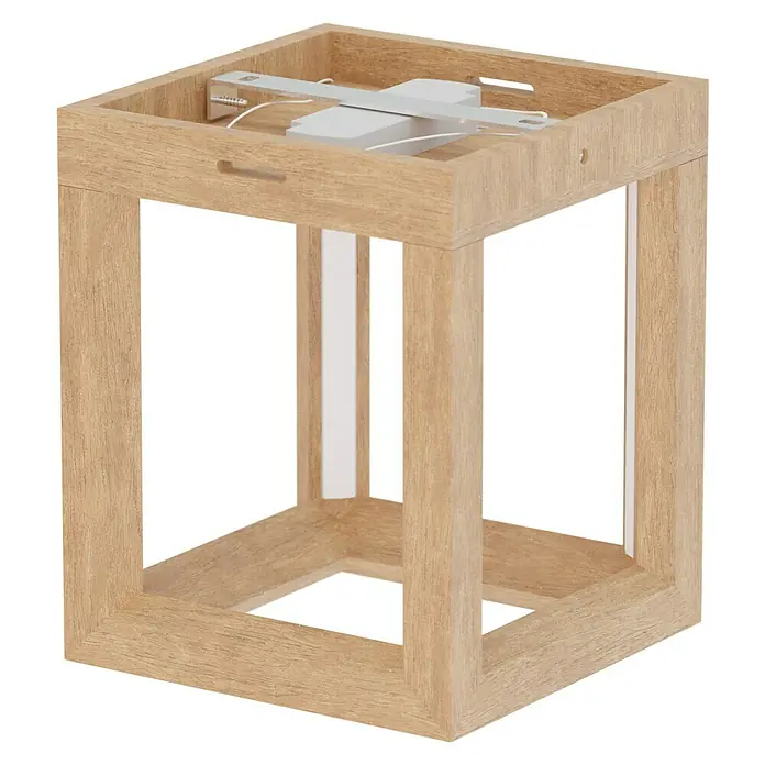 Spotlight LED-Deckenleuchte - 9 W, L x B x H: 18 x 18 x 22 cm, Eiche, Warmweiß - Diagonale Ansicht
