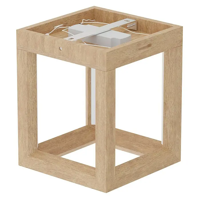 Spotlight LED-Deckenleuchte - 9 W, L x B x H: 18 x 18 x 22 cm, Eiche, Warmweiß - Diagonale Ansicht