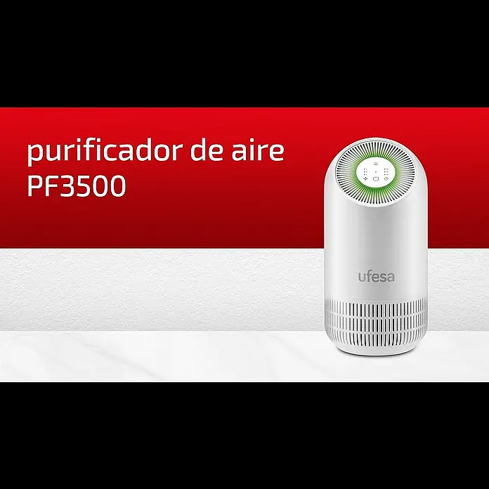Ufesa Purificador de aire PF3500 - 19 x 19 x 45 cm, Etapas de potencia: 3 - Purificador de aire silencioso Ufesa PF3500