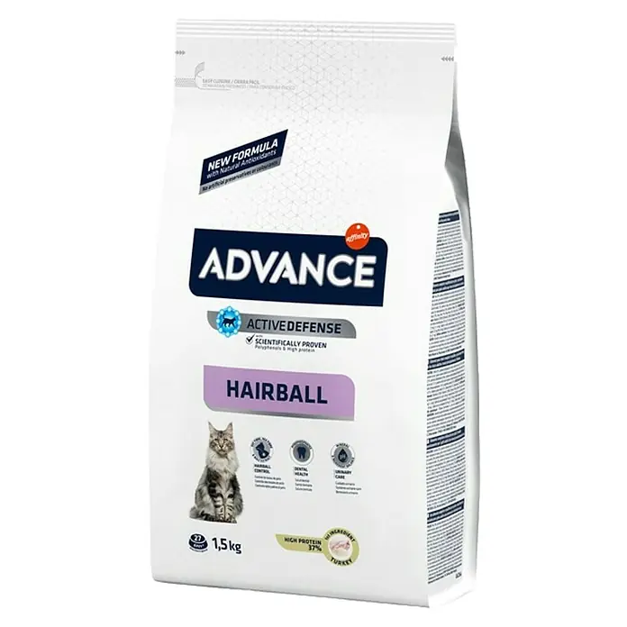 Affinity Advance Pienso seco para gatos Hairball - 1,5 kg, Pavo y arroz, Adulto - Vista angular