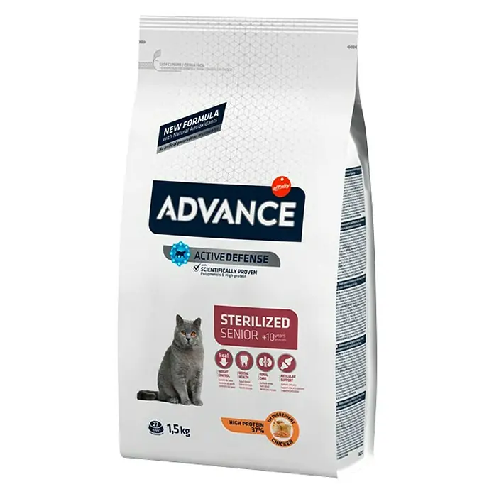 Affinity Advance Pienso seco para gatos Sterilized Senior - 3 kg, 10 años, Pavo - Vista angular