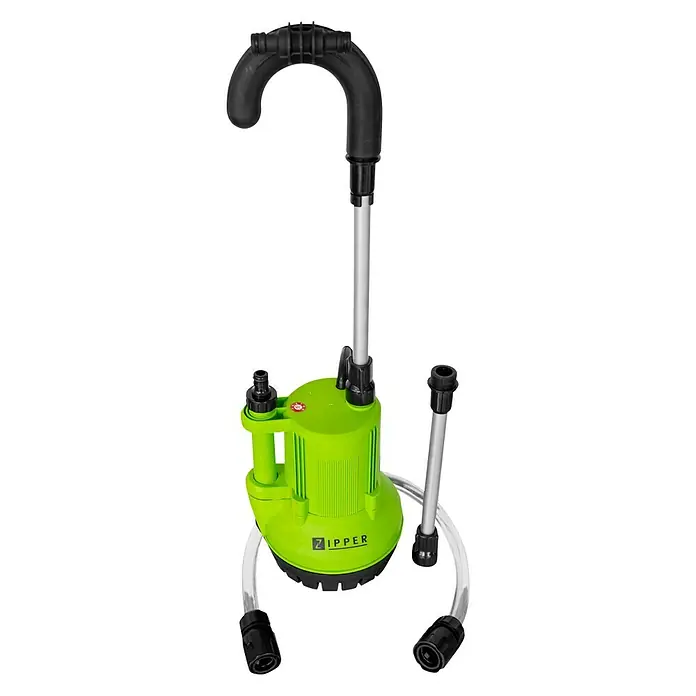 Zipper Regenfasspumpe ZI-RTP350 - Max. Fördermenge: 2.500 l/h, 350 W - Diagonale Ansicht