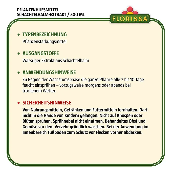 Florissa Pflanzenhilfsmittel Schachtelhalm-Extrakt - 500 ml - Skizze