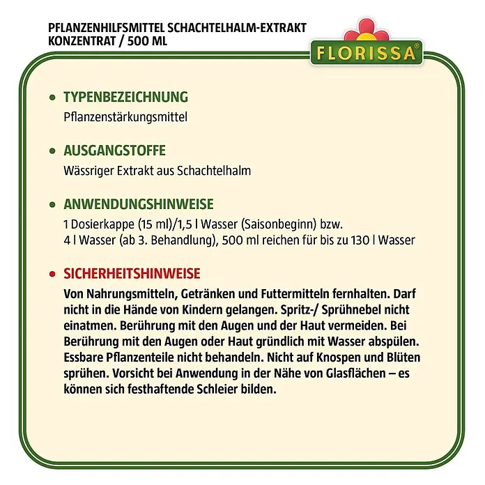Florissa Pflanzenhilfsmittel Schachtelhalm-Extrakt Konzentrat - 500 ml - Skizze