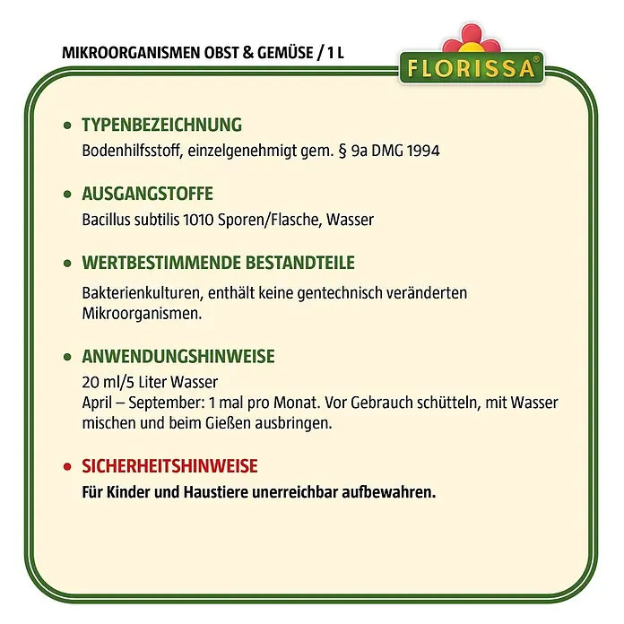 Florissa Mikroorganismen Obst & Gemüse - 1 l - Skizze