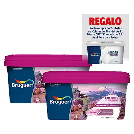 Bruguer Colores del Mundo Pintura para paredes 2 + 1 pintura blanca Techo Gratis