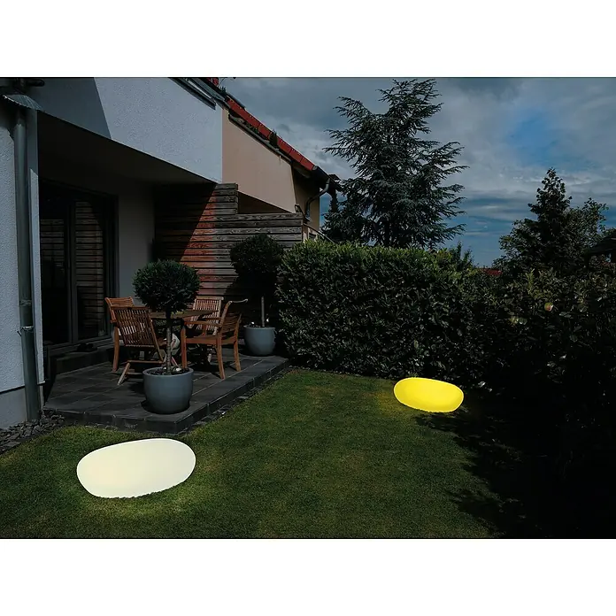 LED-Solar-Dekoleuchte - Weiß, L x B x H: 30 x 40 x 16 cm - Stimmungsaufnahme