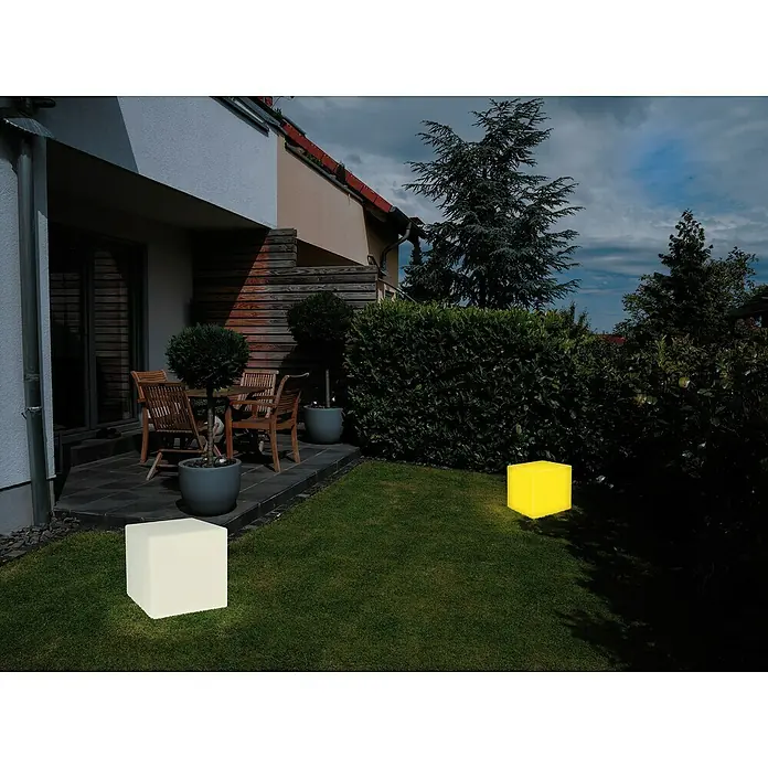 LED-Solar-Würfelleuchte - 30 x 30 x 30 cm - Stimmungsaufnahme