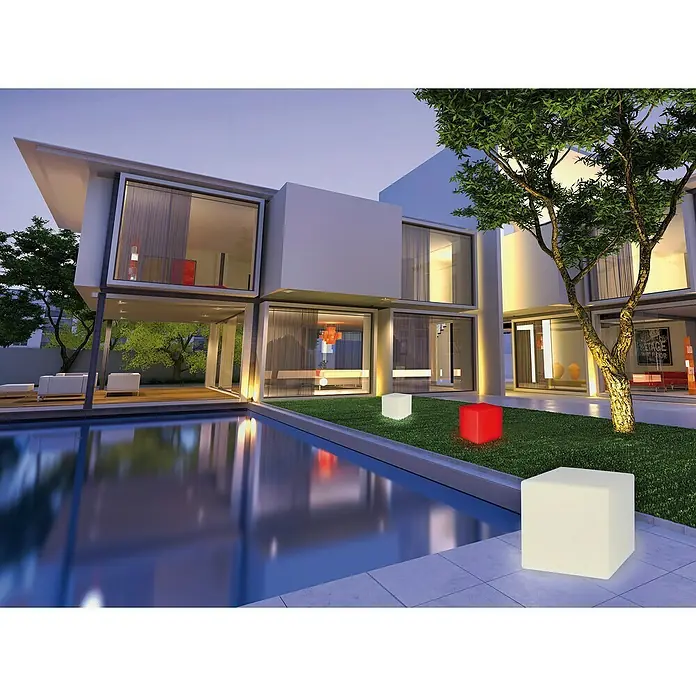 LED-Solar-Würfelleuchte - 30 x 30 x 30 cm - Stimmungsaufnahme