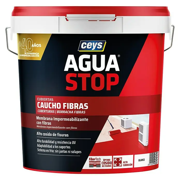 Ceys Impermeabilizante caucho acrílico Agua Stop - Blanco, 20 kg - Vista frontal