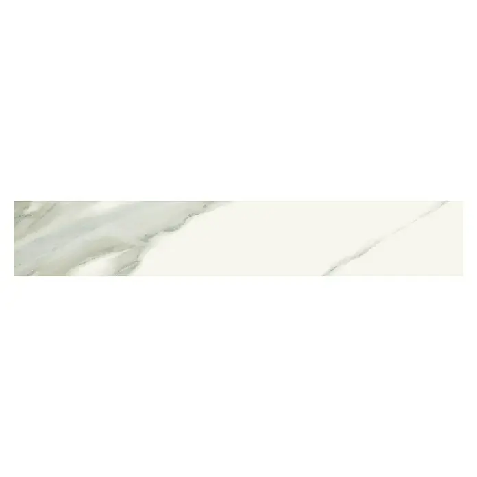Sockelfliese Torino Bianco - 10 x 60 cm, Weiß/Grau, Glänzend - Vorderansicht