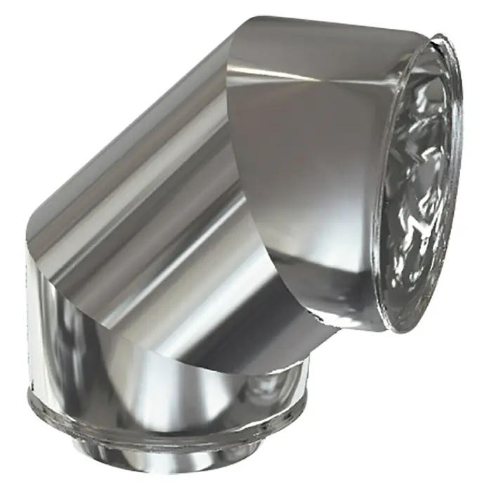 Practic Codo para tubos pared doble - Diámetro: 150 mm, 88 °, Inox - Vista de perfil derecho