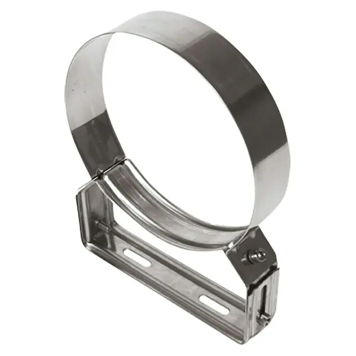 Practic Abrazadera de pared ajustable pared doble/pellet coaxial - Diámetro: 80 mm - 125 mm, Inox - Vista angular