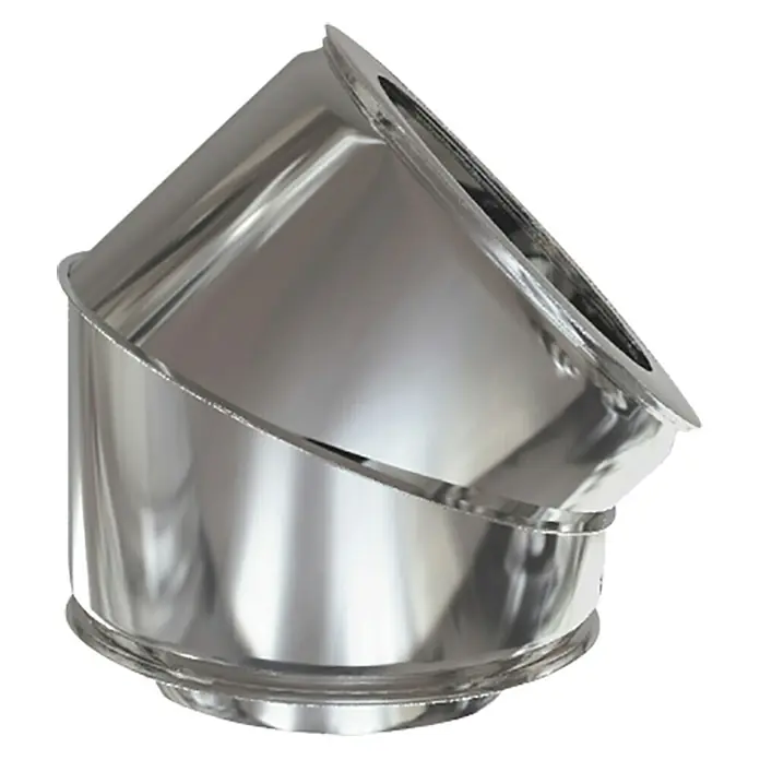 Practic Codo para tubos pared doble - Diámetro: 200 mm, 45 °, Inox - Vista de perfil derecho