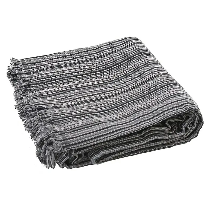 Plaid Multiusos - 230 x 260 cm, Rayas Gris, Rectangular - Vista angular