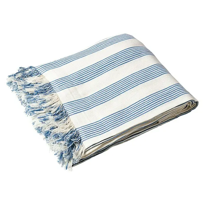 Plaid Multiusos - 230 x 260 cm, Multi Rayas Azul, Rectangular - Vista angular