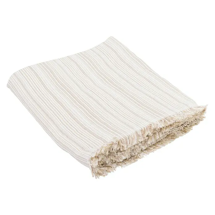 Plaid Multiusos - 230 x 260 cm, Rayas Beige, Rectangular - Vista angular