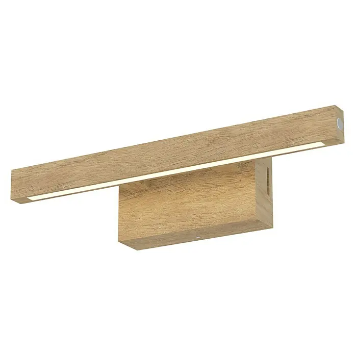 Spotlight LED-Wandleuchte - 5,2 W, L x B x H: 9,5 x 40 x 10 cm, Eiche, Warmweiß - Diagonale Ansicht