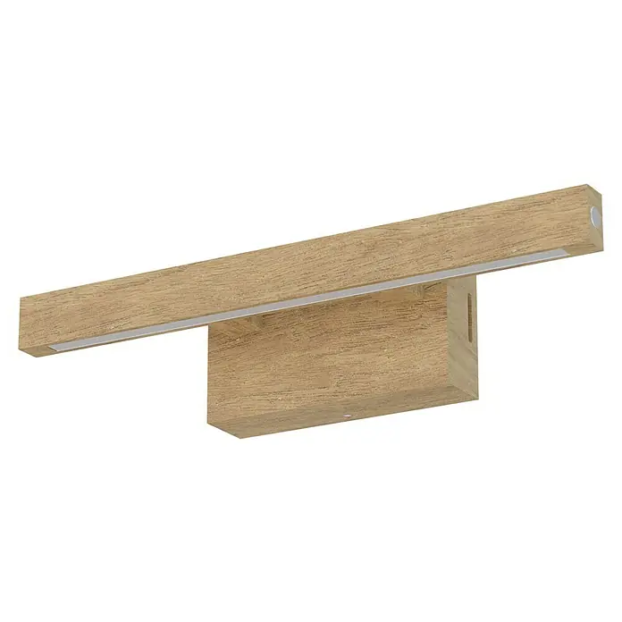 Spotlight LED-Wandleuchte - 5,2 W, L x B x H: 9,5 x 40 x 10 cm, Eiche, Warmweiß - Diagonale Ansicht