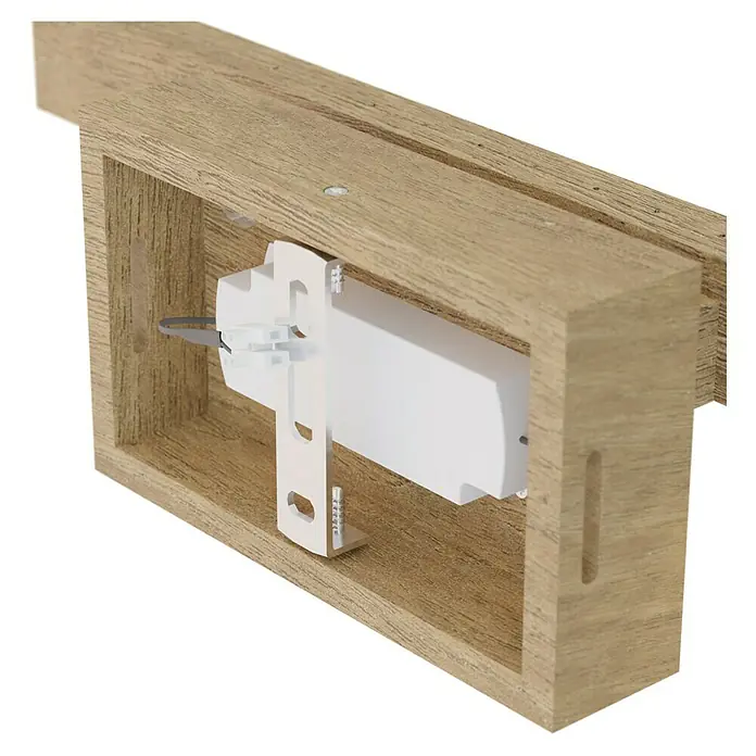 Spotlight LED-Wandleuchte - 5,2 W, L x B x H: 9,5 x 40 x 10 cm, Eiche, Warmweiß - Diagonale Ansicht