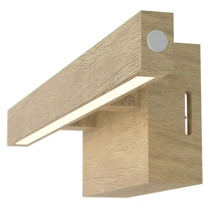 Spotlight LED-Wandleuchte - 5,2 W, L x B x H: 9,5 x 40 x 10 cm, Eiche, Warmweiß - Rechte Seitenansicht