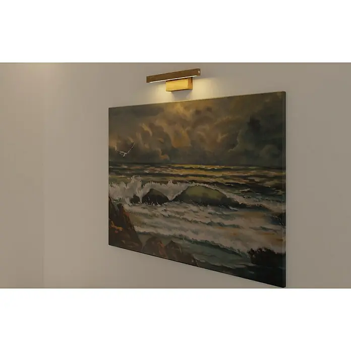 Spotlight LED-Wandleuchte - 5,2 W, L x B x H: 9,5 x 40 x 10 cm, Eiche, Warmweiß - Stimmungsaufnahme