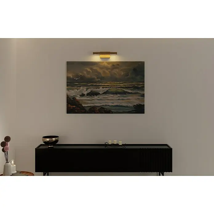 Spotlight LED-Wandleuchte - 5,2 W, L x B x H: 9,5 x 40 x 10 cm, Eiche, Warmweiß - Stimmungsaufnahme