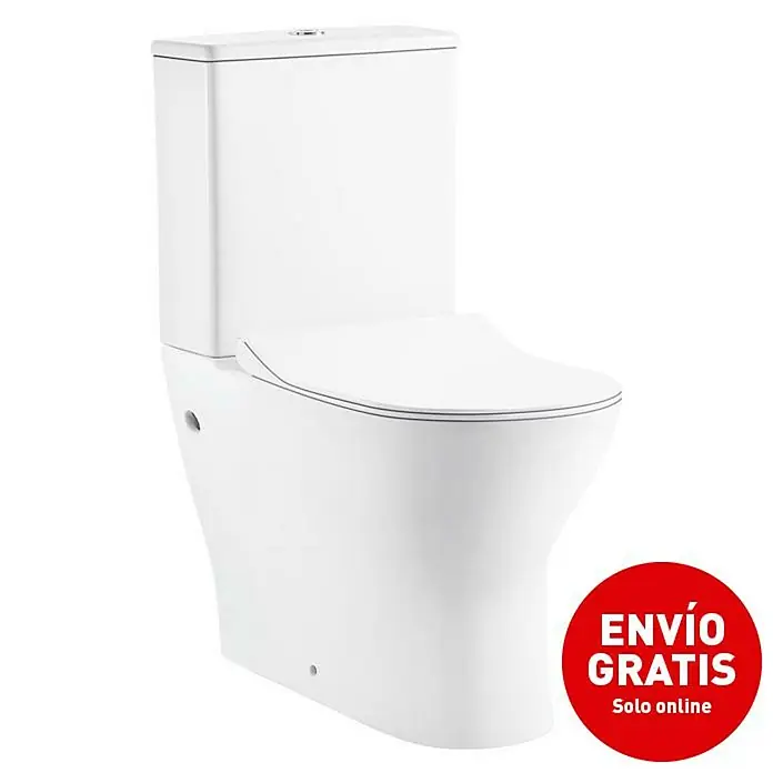 Camargue Pack de WC London - Sin borde de descarga, Forma de descarga: Profundo, Salida dual, Blanco - Vista angular