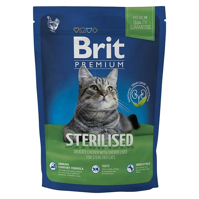 Brit Premium Pienso seco para gatos Sterilised - 8 kg, Pollo - Vista frontal