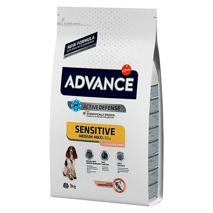 Affinity Advance Pienso seco para perros Sensitive - 3 kg, Salmón y arroz - Vista angular