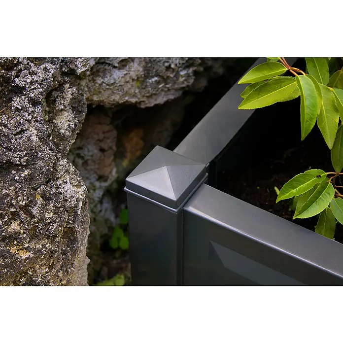 KHW Pflanzkasten - Außenmaß (L x B x H): 100 x 43 x 41 cm, Kunststoff, Anthrazit - Detailaufnahme
