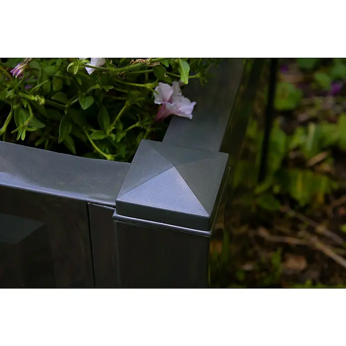 KHW Pflanzkasten - Außenmaß (L x B x H): 100 x 43 x 41 cm, Kunststoff, Anthrazit - Detailaufnahme
