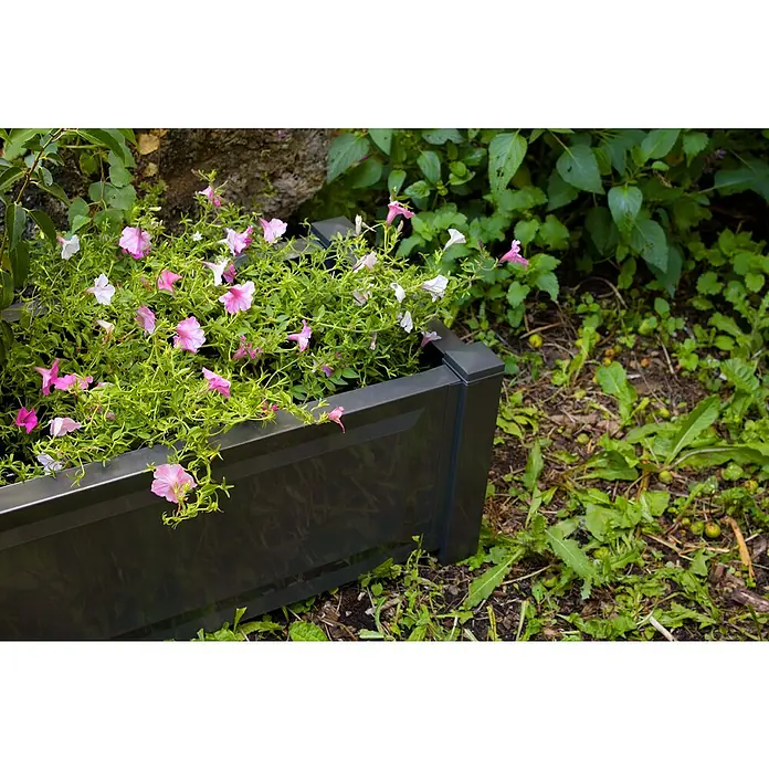 KHW Pflanzkasten - Außenmaß (L x B x H): 100 x 43 x 41 cm, Kunststoff, Anthrazit - Detailaufnahme