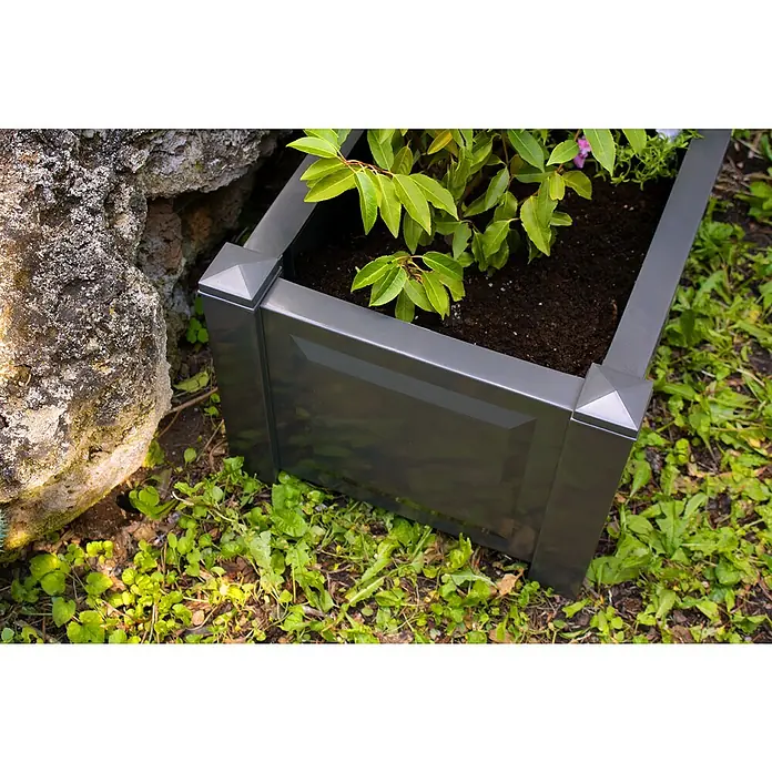 KHW Pflanzkasten - Außenmaß (L x B x H): 100 x 43 x 41 cm, Kunststoff, Anthrazit - Detailaufnahme