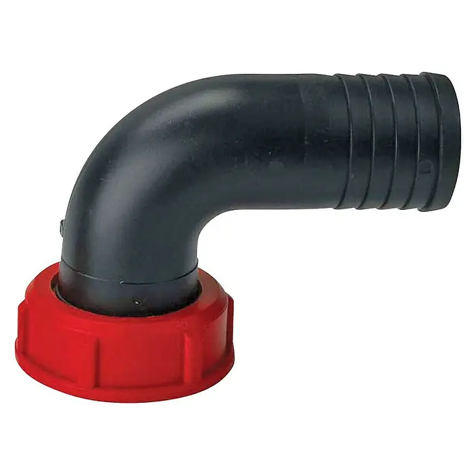 Codo racor de manguera - Rosca exterior: 1½", Para conexión de manguera: 38 mm - Vista angular