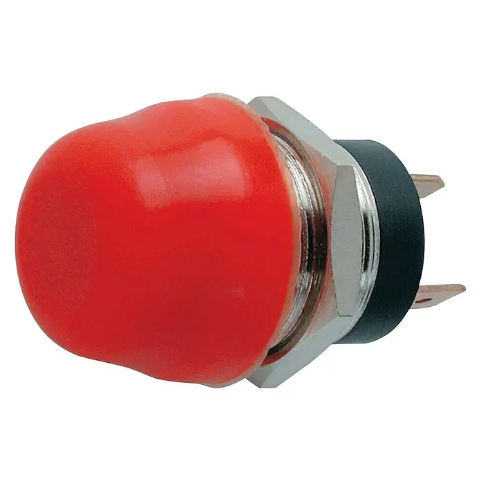 Pulsador con goma - Rojo, 20 A - Vista angular