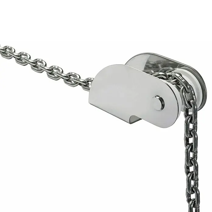 Motón para cable de acero de proa - L x An x Al: 150 x 54 x 80 mm, Carga soportada: 7,5 kg, Acero inoxidable - Primer plano