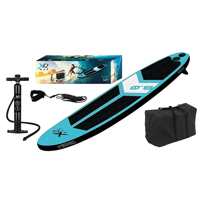 Tabla de surf XQMax - Turquesa, L x An x Al: 245 x 57 x 10 cm, Carga útil: 90 kg, Hinchable - Vista angular