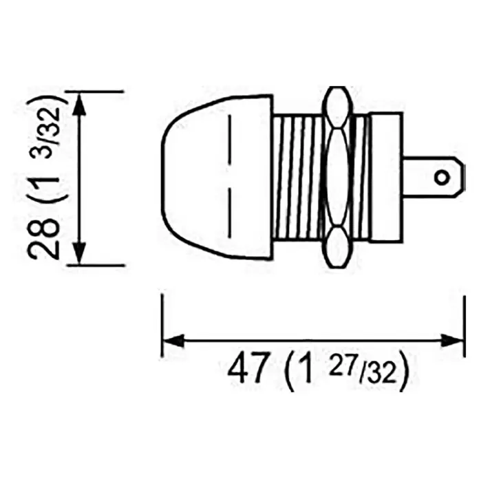 Pulsador con goma - Rojo, 20 A - Dibujo técnico