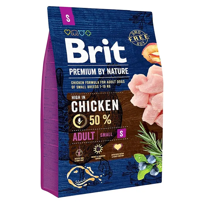 Brit Premium Pienso seco para perros Nature Adult S - 3 kg, Pollo - Vista angular