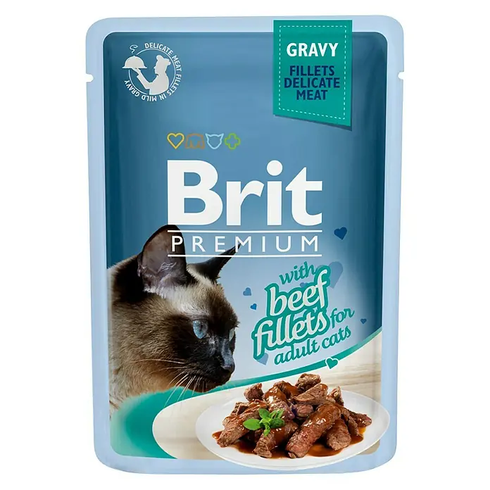 Brit Premium Comida húmeda para gatos - 85 g, Ternera - Vista frontal