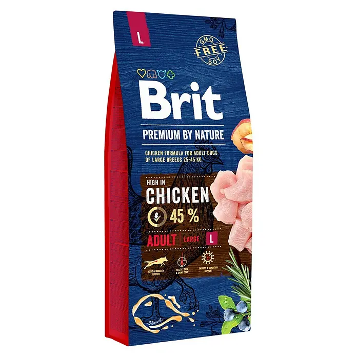 Brit Premium Pienso seco para perros Nature Adult L - 15 kg, Pollo - Vista angular