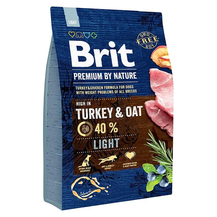 Brit Premium Pienso seco para perros Nature Light - 3 kg, Pavo y avena - Vista angular