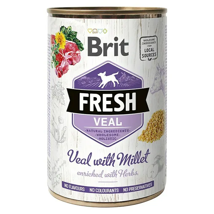 Brit Fresh Comida húmeda para perros - 400 g, Ternera y mijo - Vista frontal