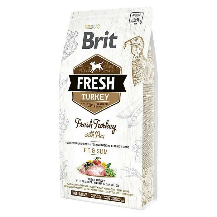 Brit Fresh Pienso seco para perros Fit & Slim - 2,5 kg, Pavo y guisantes - Vista angular